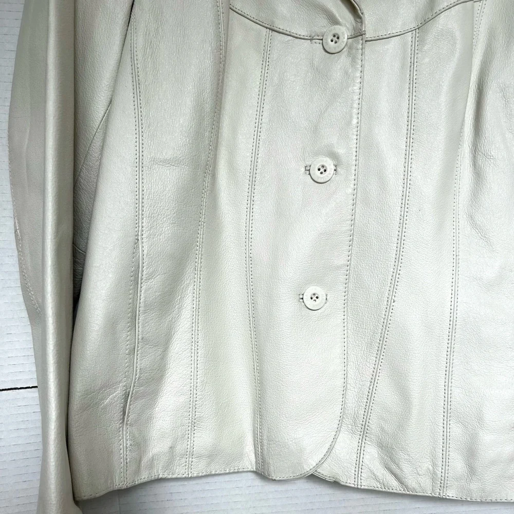 Vintage Wilsons Leather Maxima classic Jacket off white size M - Picture 3 of 10